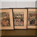 A36. Japanese woodblock triptych of the Shogun's procession in Kyoto by Shogetsu. 